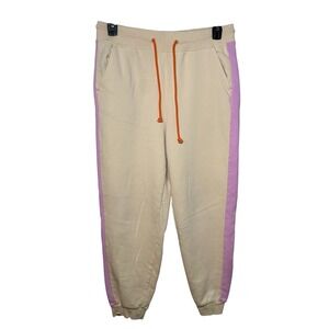 LEGO Collection x Target Women's Jogger Pants Cream Pink/Violet Side Stripes L